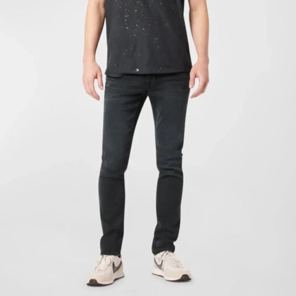 HUDSON NWOT Blake Slim Straight Jeans in Washed Black Stretch Denim Size 38